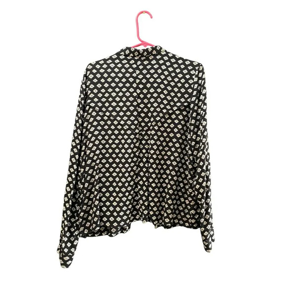 Volcom Black Geometric Pattern Long Sleeves Button Front Shirt Size Medium - Picture 3 of 4